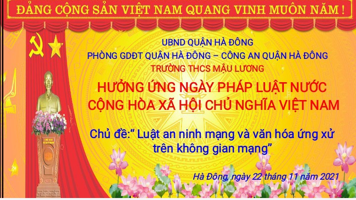 PHÁT ĐỘNG HƯỞNG ỨNG NGÀY PHÁP LUẬT NƯỚC CỘNG HÒA XÃ HỘI CHỦ NGHĨA VIỆT NAM 09/11/2021